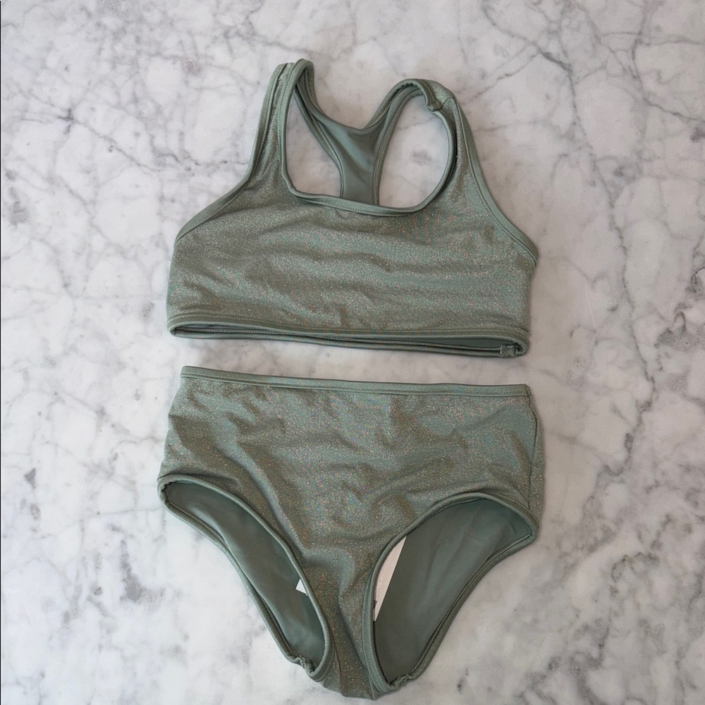 NWT Zimmermann Sage Green Shimmer Waverly Bikini Set 6Y